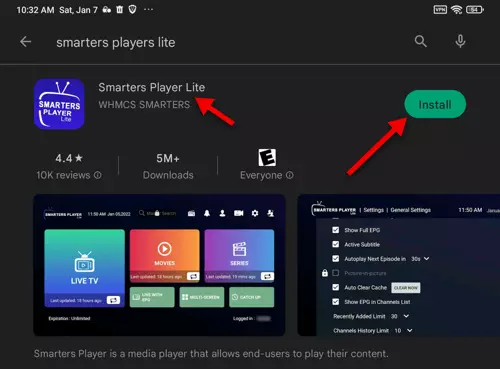 Installation de SMARTERS PLAYER LITE